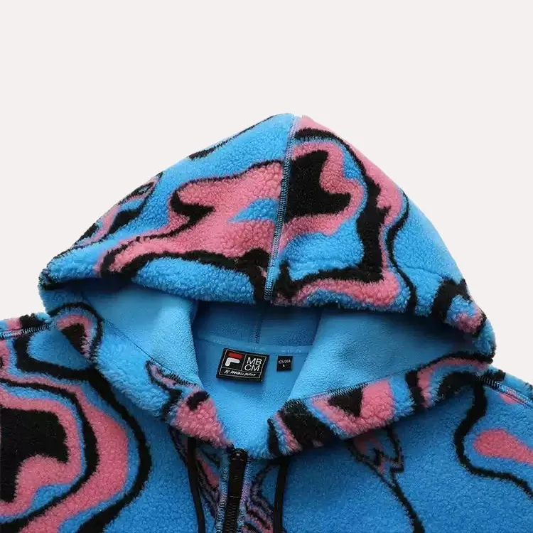 FILA FUSION x Marcelo Burlon Velvet feel Coat Unisex Blue Leopard Print-2
