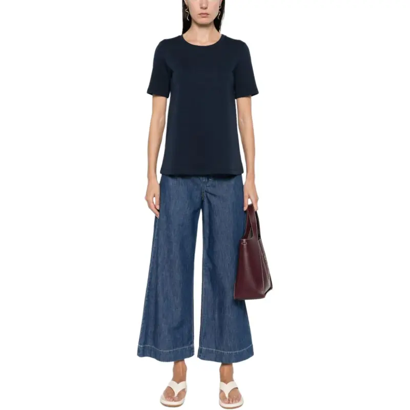 'S MAX MARA Logo Embroidered Crewneck T Shirt-3
