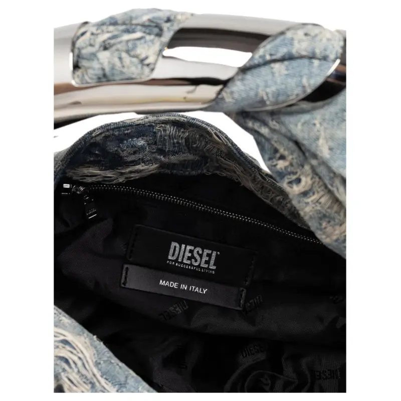 DIESEL Grab D Distressed Denim Hobo Bag-4