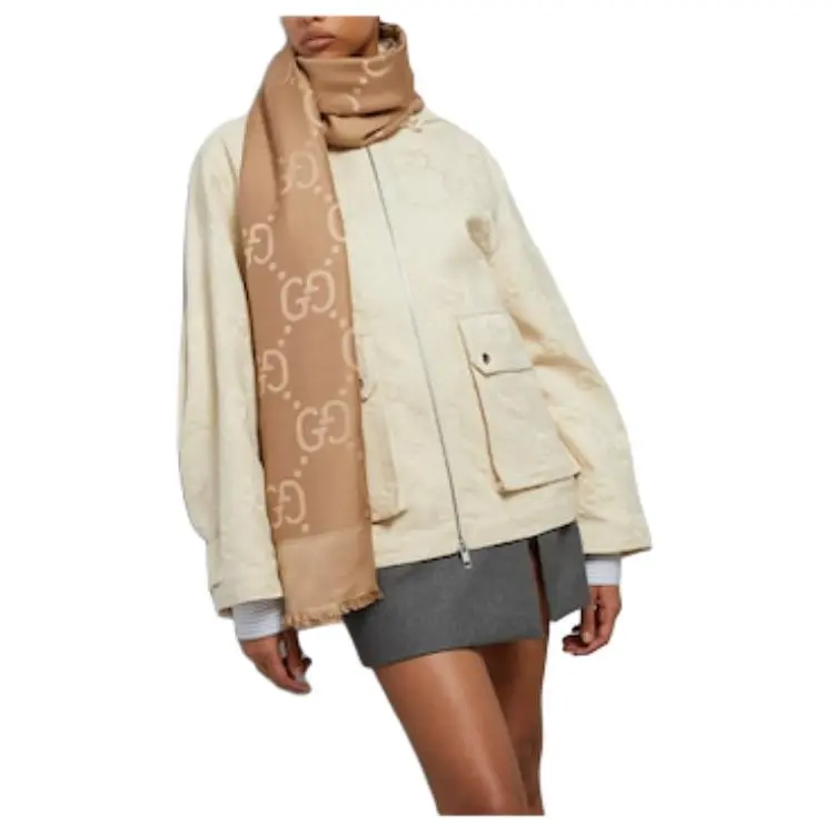GUCCI Gg Jacquard Frayed-Edge Shawl-4