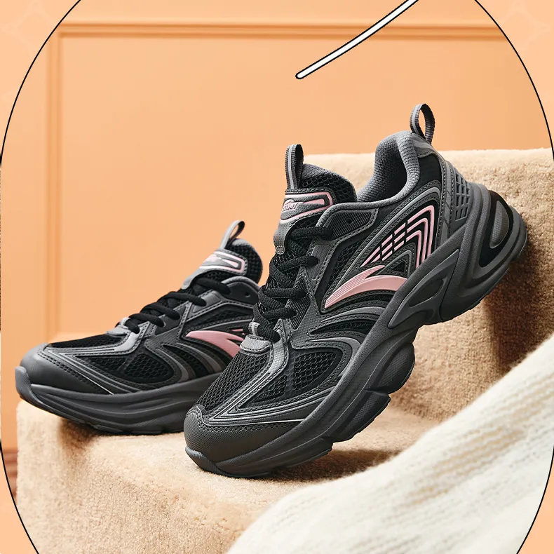 Anta Millennium Glacier Cushioning, Wear Resistant Low Top Casual Shoes Women's Gray Pink-5