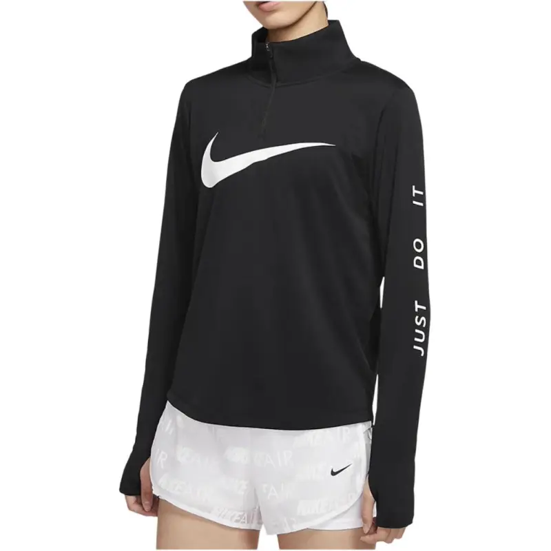 Nike Swoosh Run L/S T shirt Black/White-2