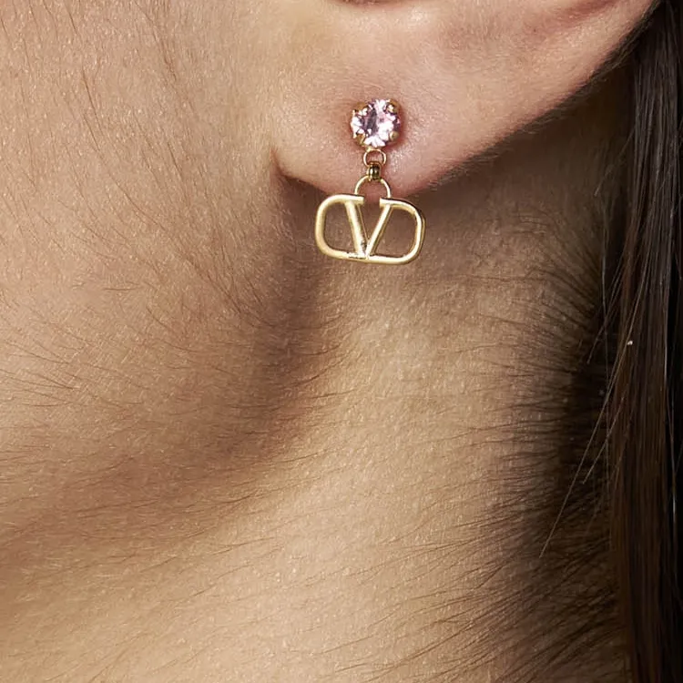 Valentino 18K Gold, Metal, Crystal, Brass Earrings Women's Gold-4