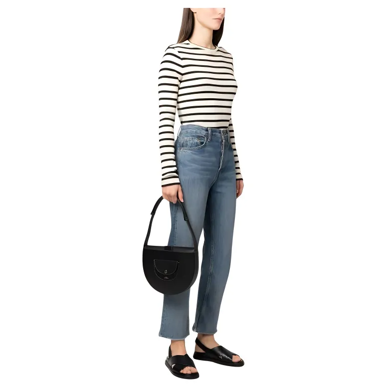 A.P.C Smooth Vegetable Tanned Leather Handbag, Shoulder Bag Women's Black-4