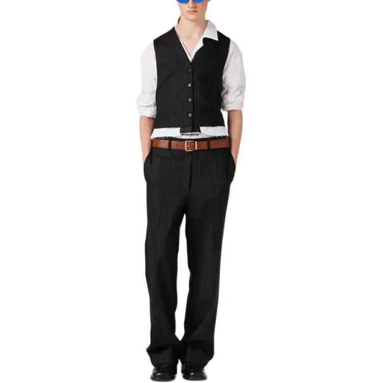 MIU MIU Pinstripe Vest 'Black'-1