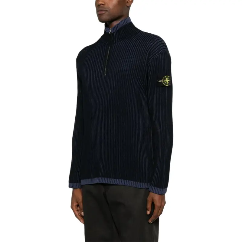 STONE ISLAND Logo Patch High Neck Knitted Jumper-3