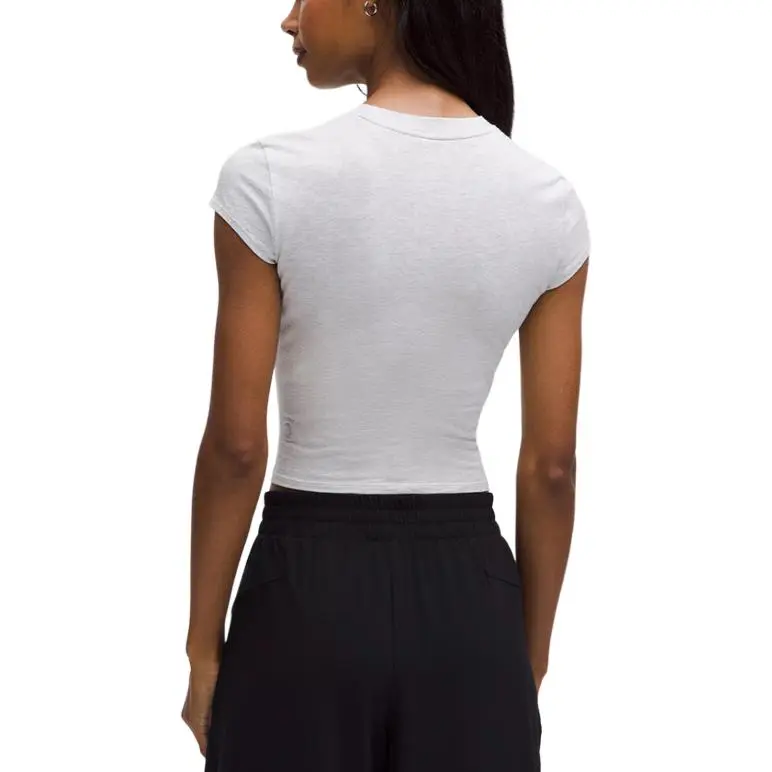 Lululemon Organic Cotton SS25 Regular T Shirt Women's Mixed Color Super Light Gray/Light Ivory White-2