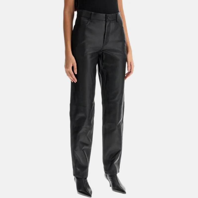 TOTEME Leather Pants Women's Black-1