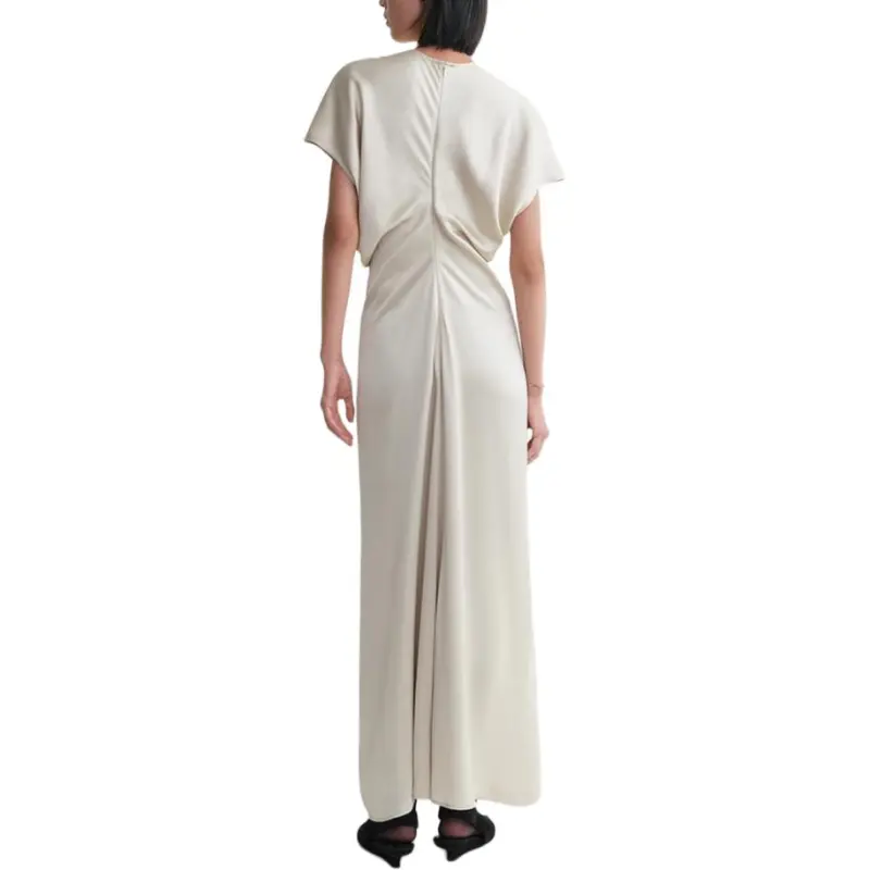 TOTEME FW24 Short Sleeved Dresses Women's Pearl White-3