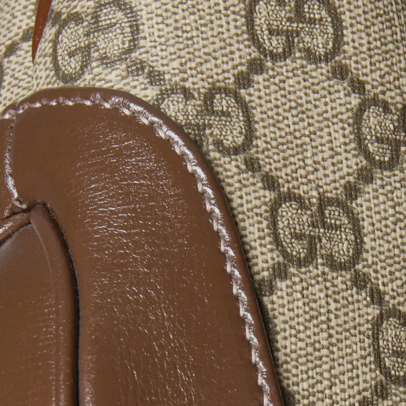 GUCCI Jackie 1961 GG Supreme With Leather Shoulder Bag Medium Size Women's Beige & Brown-7