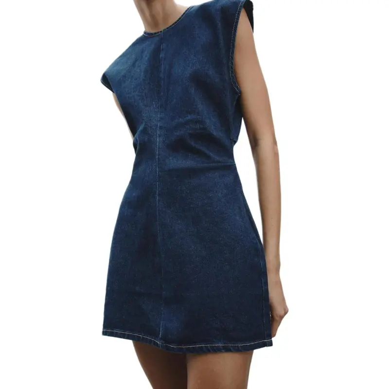 ZARA Trf Sleeveless Dress Women's Sea Blue-5