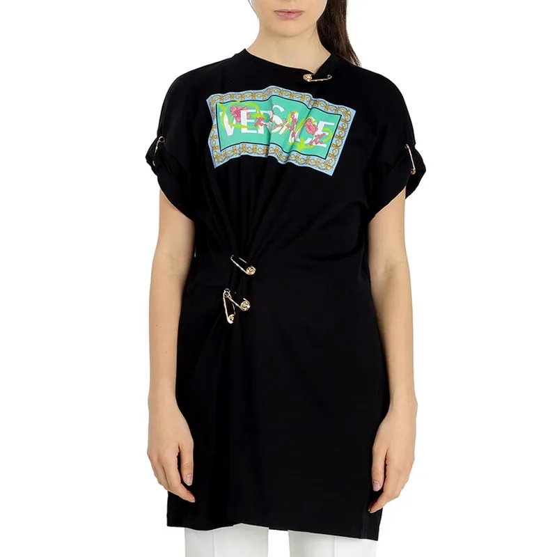 VERSACE Short Sleeved Dresses Women's Black-1