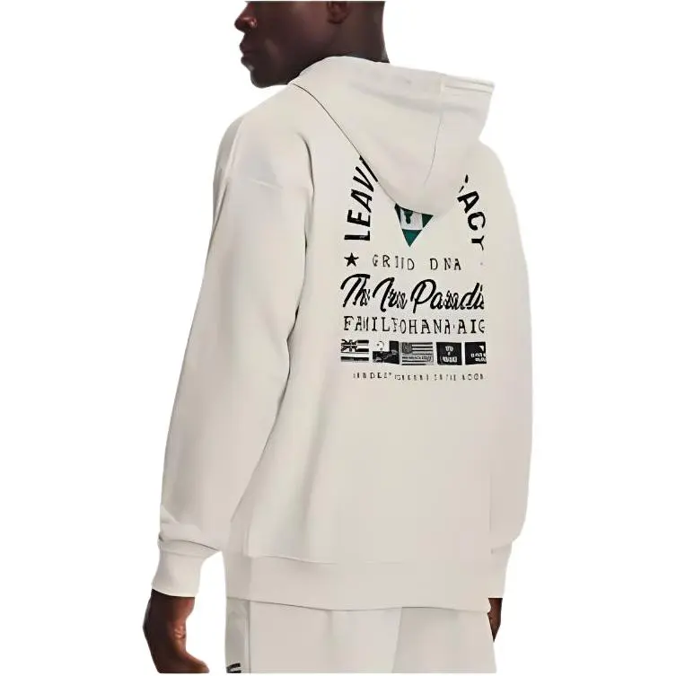 Under Armour Sweatshirt Men's Ivory White With Free Necklace-4