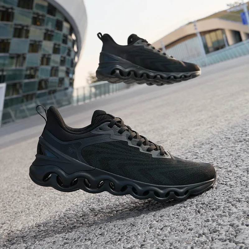 361° Cushioned Wear Resistant Breathable Low Top Running Shoes Men's Black-6