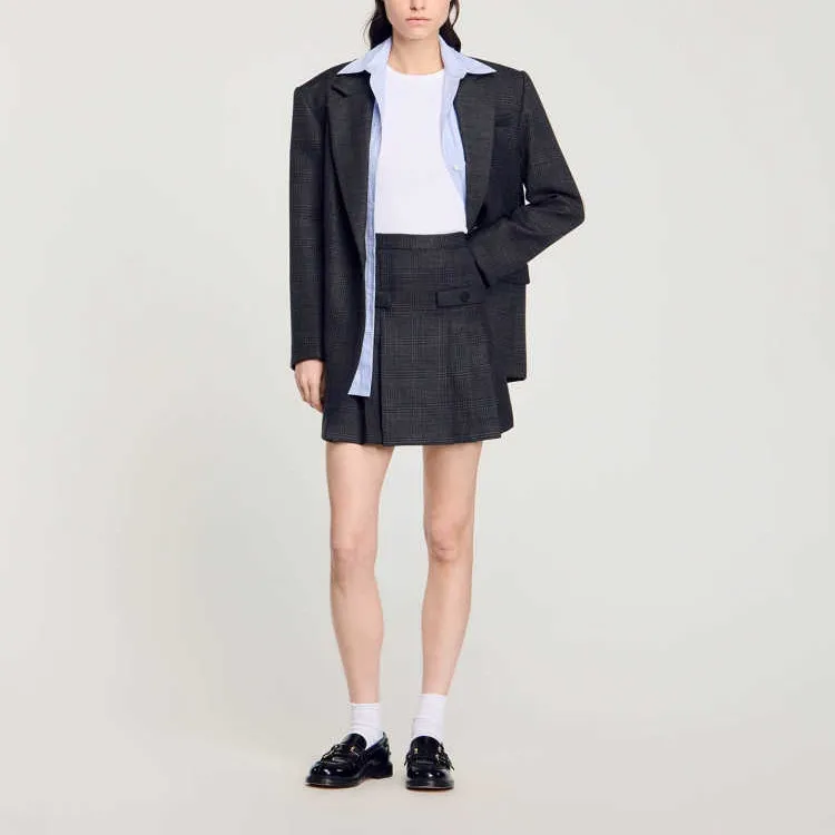 Sandro Prince Of Wales pattern Skirt-4