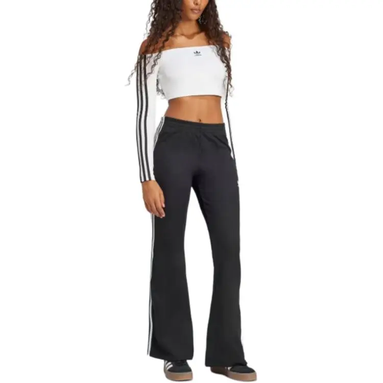 Adidas Women's Adicolor 3 Stripes Flared Track Pants Black-1