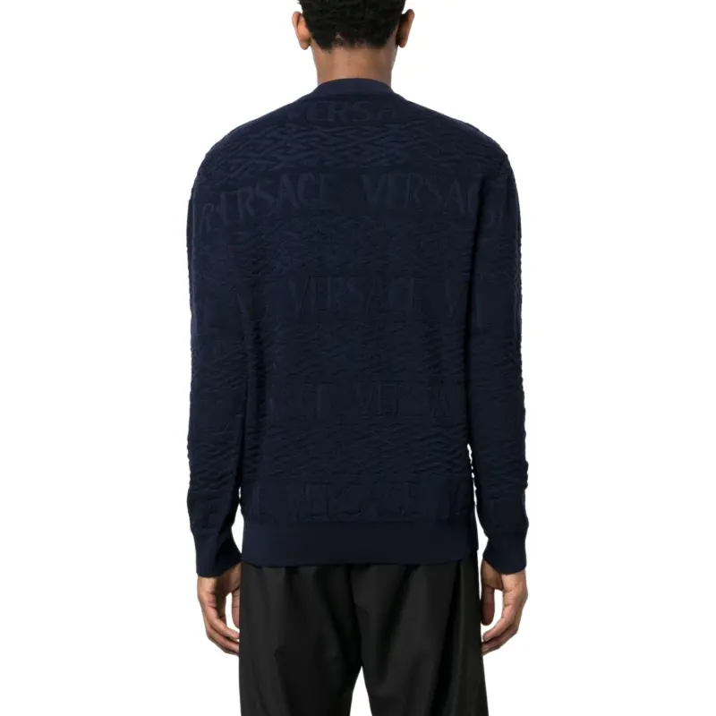 VERSACE Logo Jacquard Crewneck Sweater-4