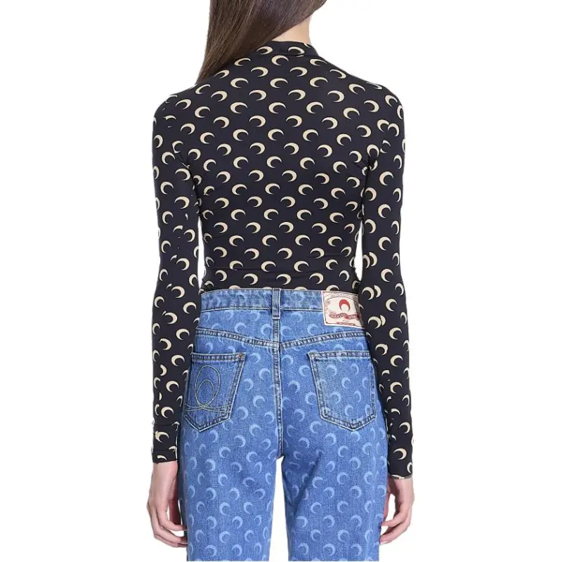Marine Serre Crescent Printed High Neck Long Sleeved Top-4