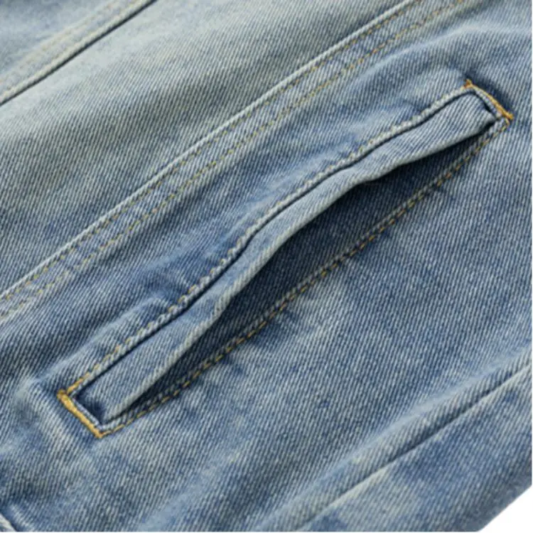 PIERRE CARDIN Denim Jacket Men's Gradient Blue Sky And White Clouds-2