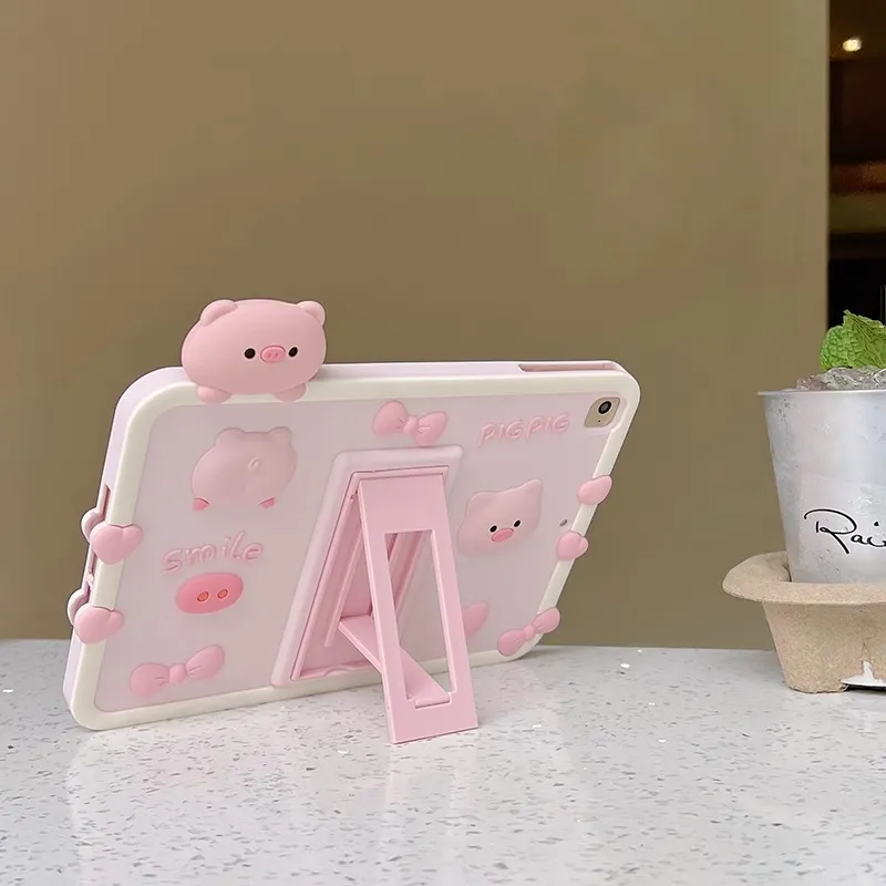 Wei Xin Pink Cartoon Heart Pig Compatibility With IPad Pro/Mini 6/iPad Air 4/5/6/7 Tablet Protective Cases-2