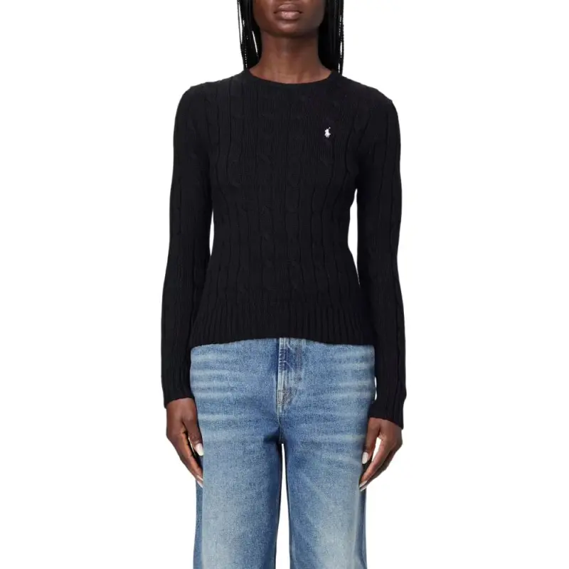 Polo Ralph Lauren Cable Knit Cotton Crewneck Sweater Poloblack-2