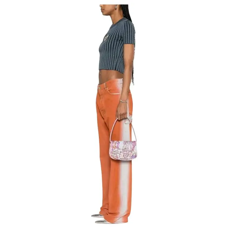 DIESEL Calfskin With Crystal Shoulder Bag Crossbody Bag Handbag Women's Pink Multicolor-4