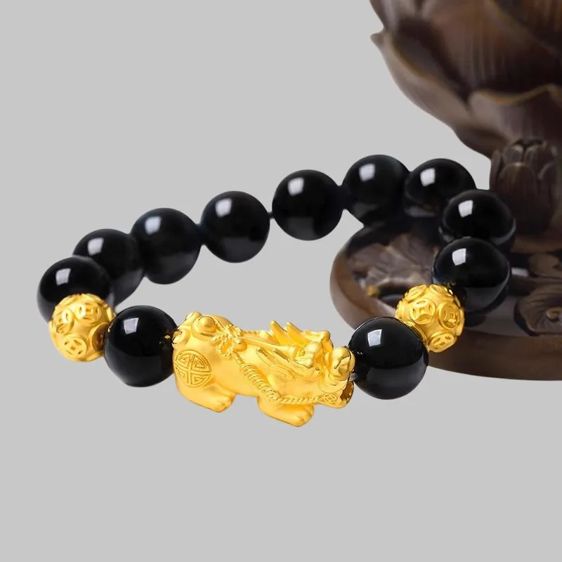 HAPPY BEAN Obsidian Bracelets Unisex-2