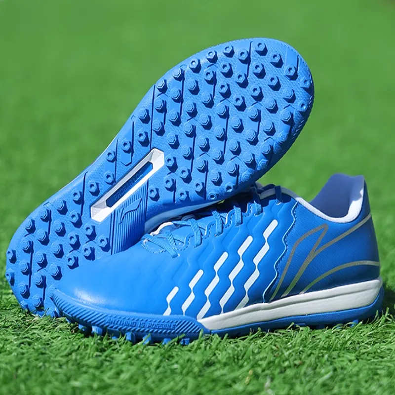 LiNing Jin TF Rubber Broken Studs Artificial Ground Cushioning Wear Resistant Soccer Shoes Men's Blue-2