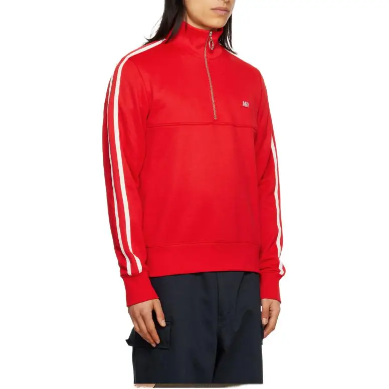 AMIPARIS Striped Short zip Pullover Sweatshirt-4