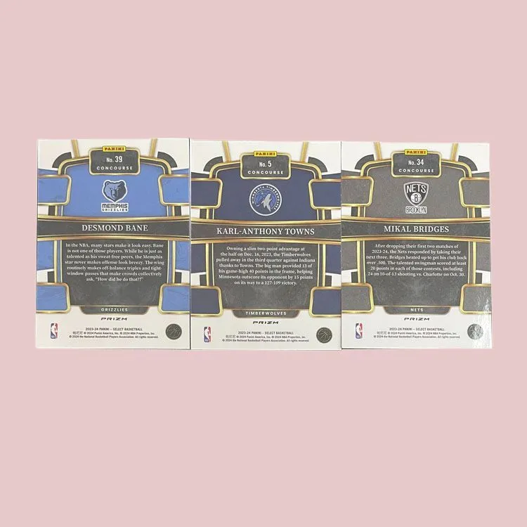 PANINI Bane+Towns+Bridges 2023 24 SELECT Silver Wave Fold Player Card Product Access Sports Cards 3 Pcs-3