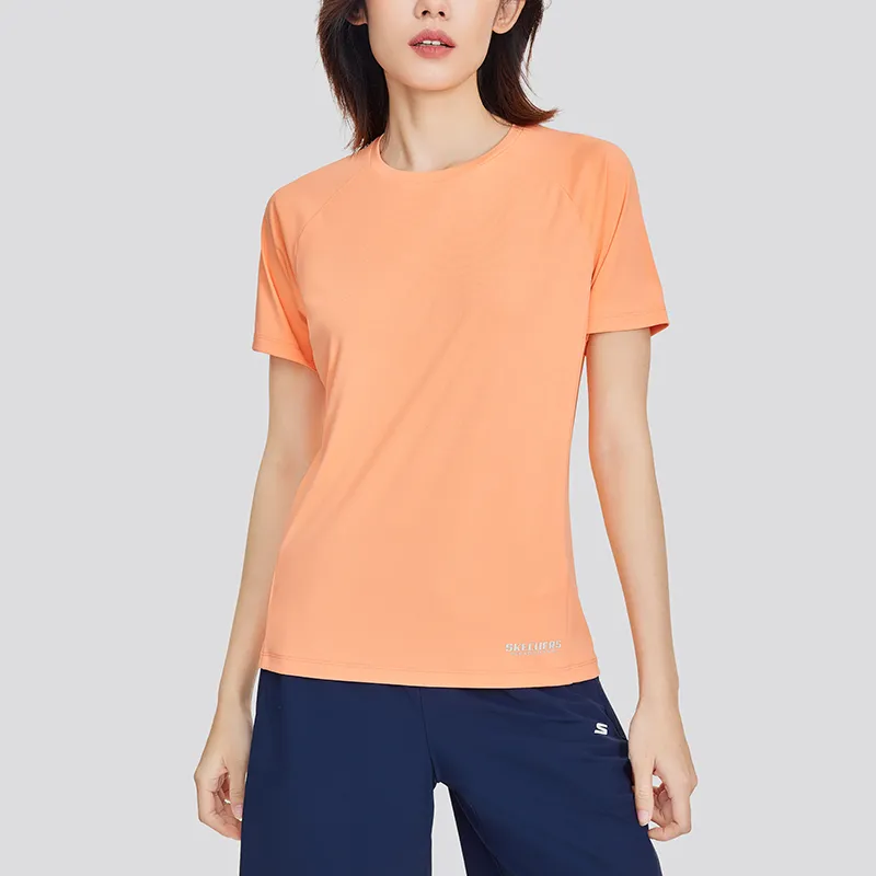 Skechers GODRI Raglan Sleeve T Shirt Women's Mango Orange Pink-2