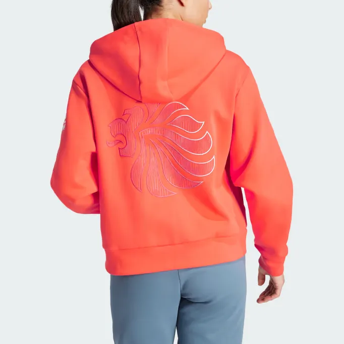 Adidas UK Training Top Olympics Collection Team GB Hoodie Sweatshirt Women's Bright Red-2