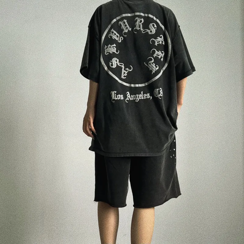 Askyurself Casual Shorts Unisex Washed Black-5