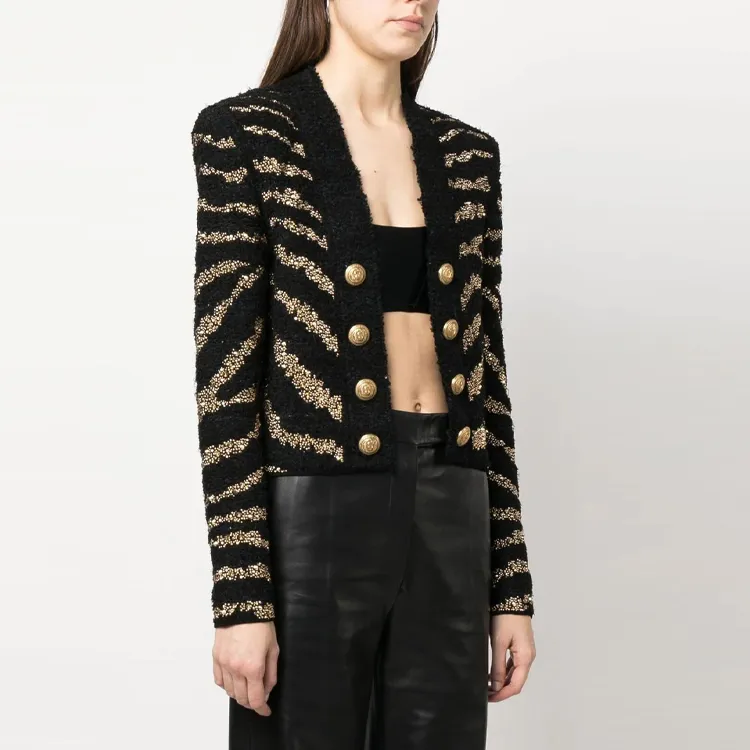 BALMAIN Striped Cardigan Coat-3