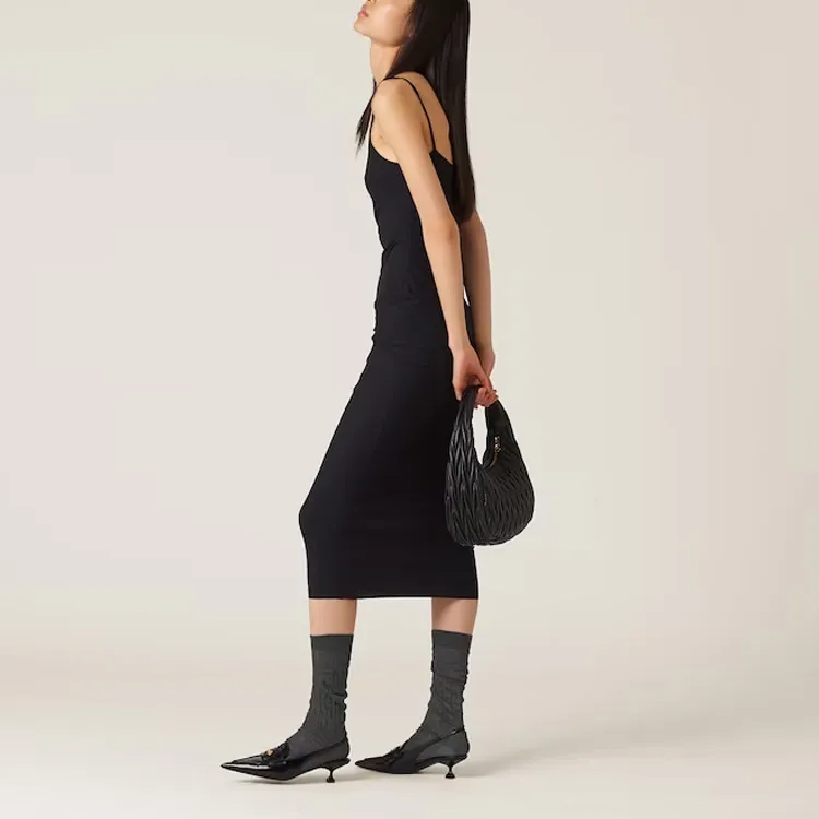 MIU MIU Logo print Jersey Midi Dress-2