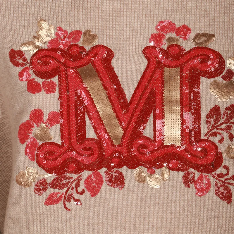 MaxMara Quota Logo Embellished Crewneck Jumper-6