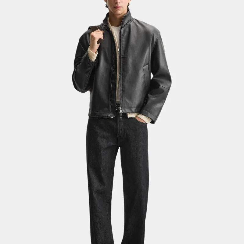 ZARA Leather Jacket Men's Black-2
