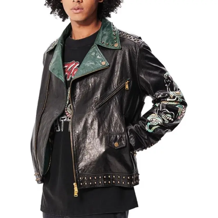 Ed Hardy FW24 Leather Jacket Men's Black-1