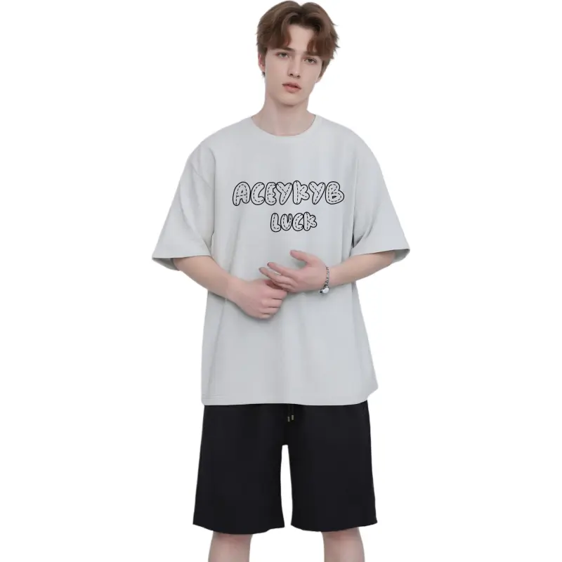 YK&YB T Shirts Unisex White Gray-3