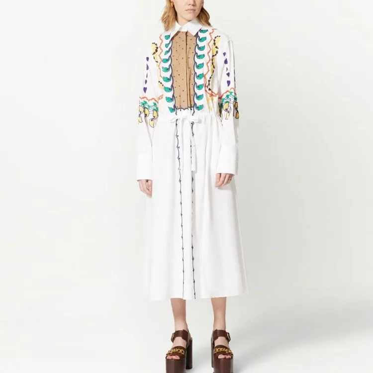 Valentino Long-Sleeved Dresses Women's White-1