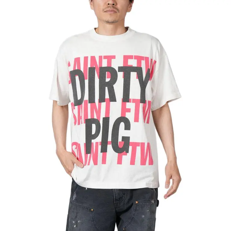 SAINT Mxxxxxx Text print T shirt-3
