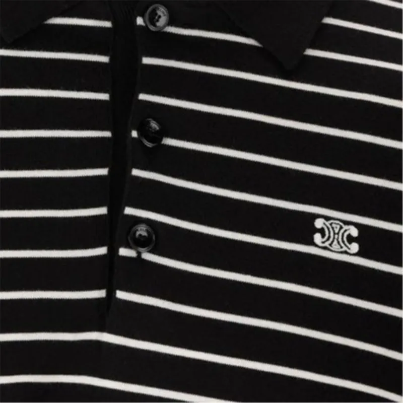 CELINE Triomphe Striped Fine Polo-10