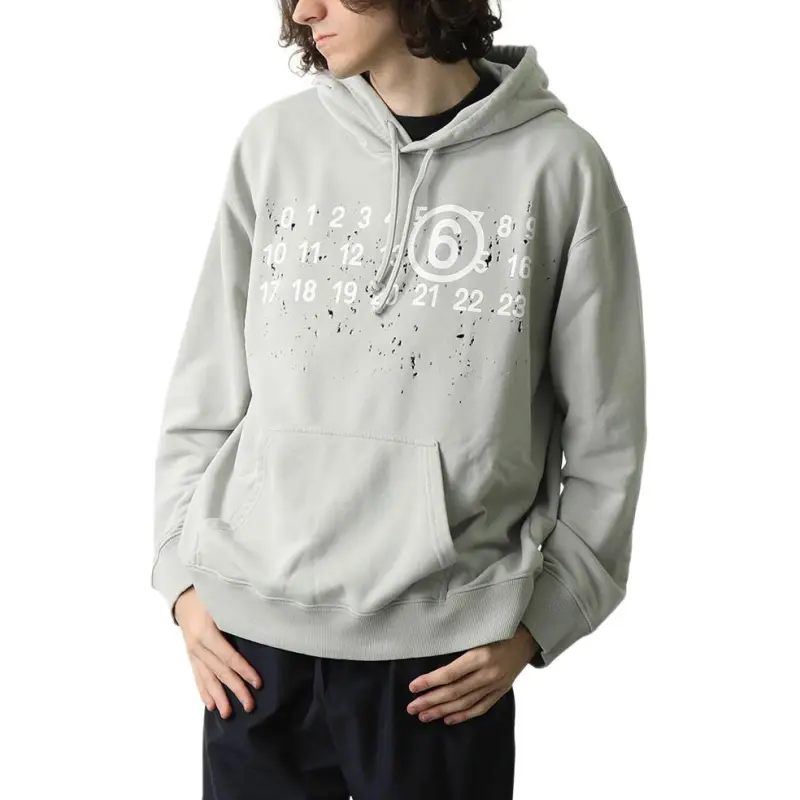 MM6 Maison Margiela Logo Printed Drawstring Hoodie-4
