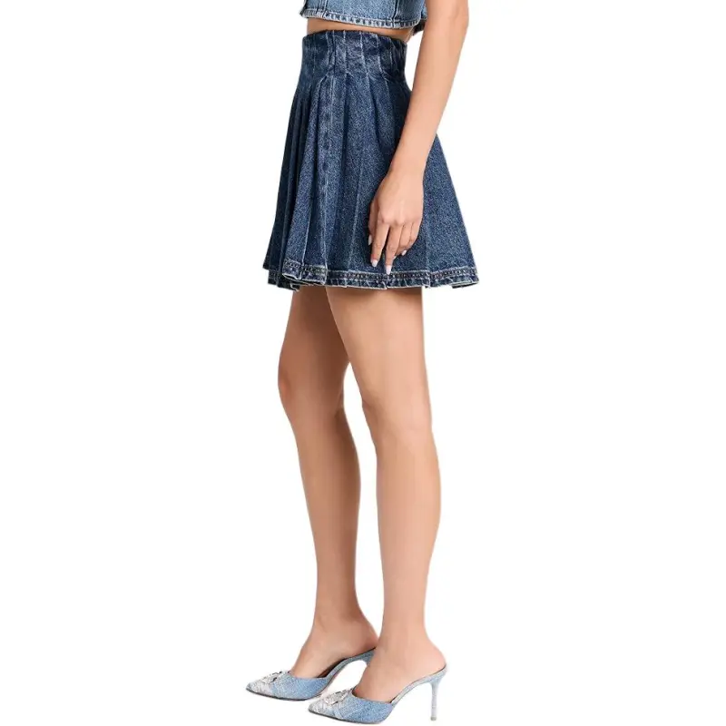 Self portrait Denim Short Skirts Women's Blue-3