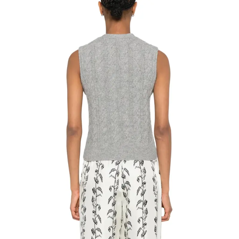 VINCE Cable knit Button Waistcoat-4