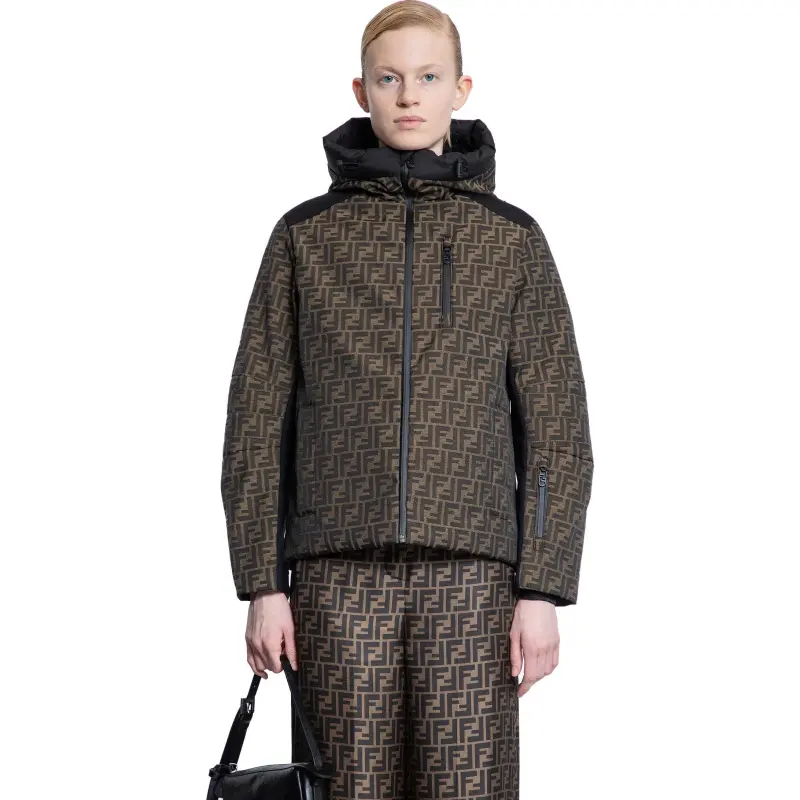FENDI Ff Motif Zip Up Hooded Jacket-2