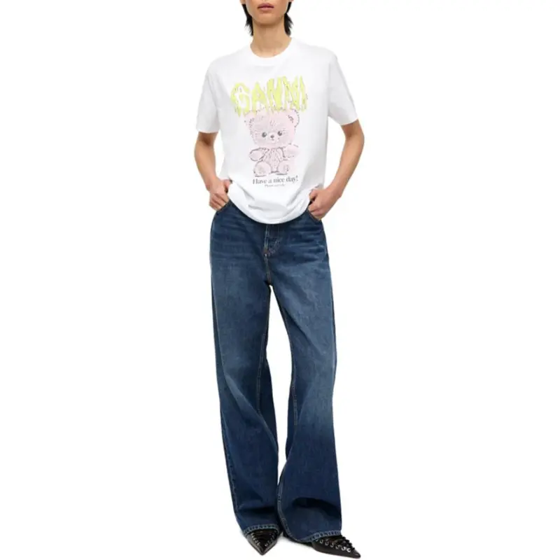 GANNI Logo Printed Crewneck T Shirt-2