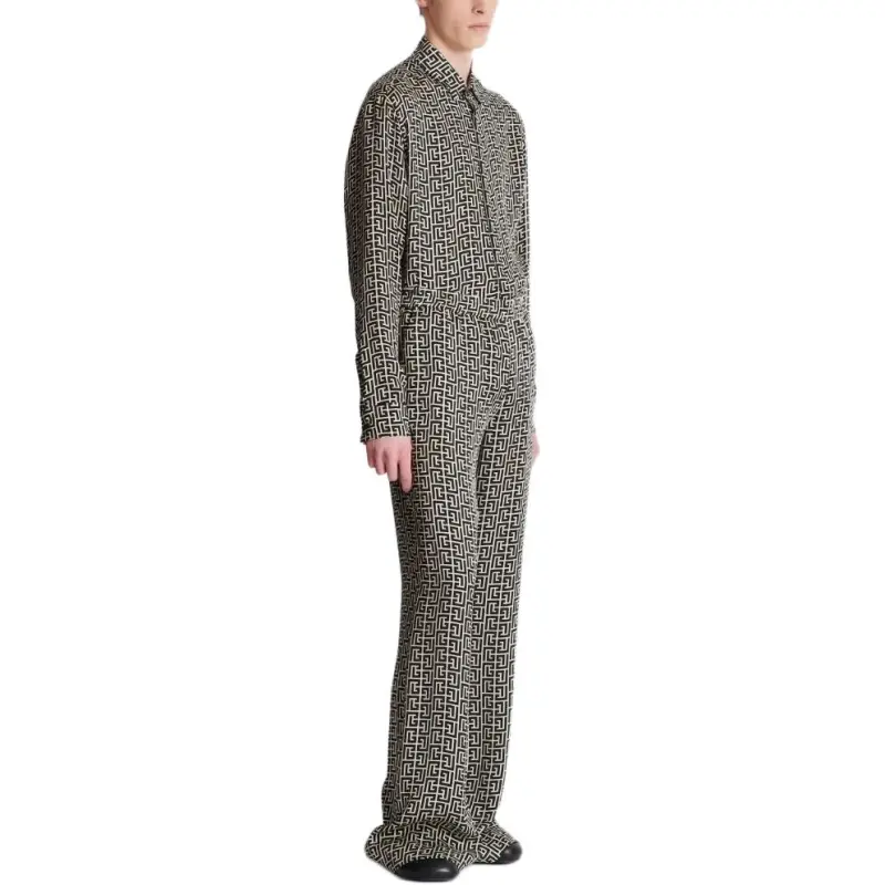 BALMAIN Monogram pattern Trousers-4