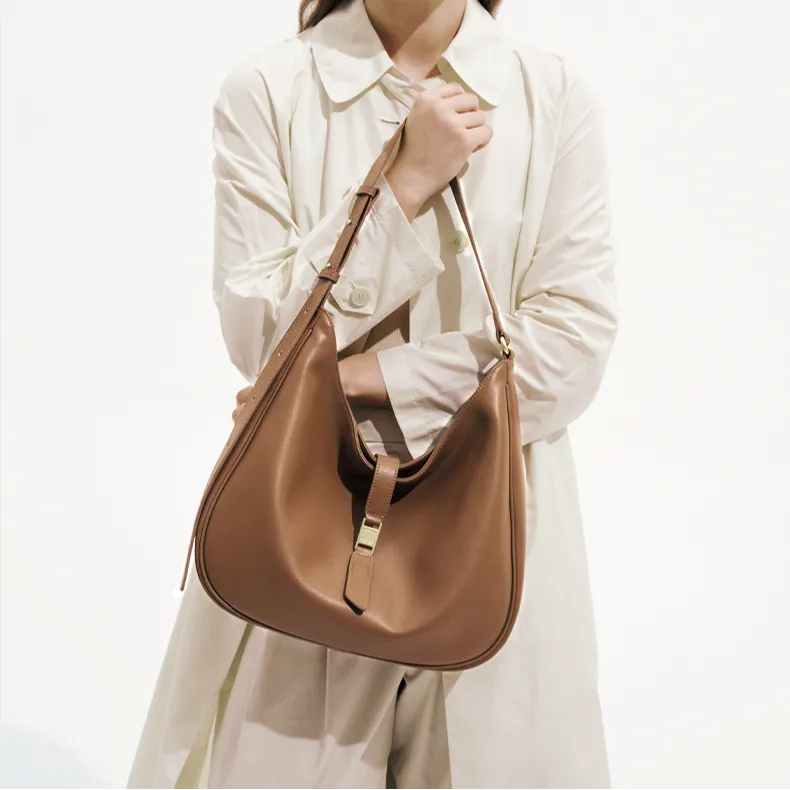 LA FESTIN Cow Leather Tote Shoulder Bag For Commute Regular Women's Graphite Black/Amber/Coconut Milk White-2