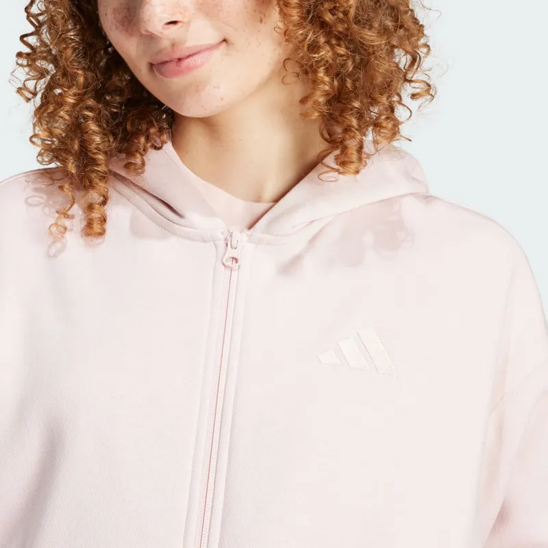 Adidas All Szn FLEECE FULL ZIP HOODIE Jacket Women's Sandy Brown Pink-4